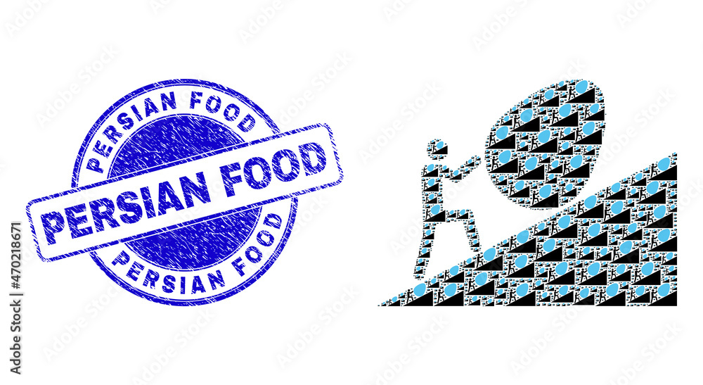 Vector man rolling egg up icon collage is designed from scattered ...