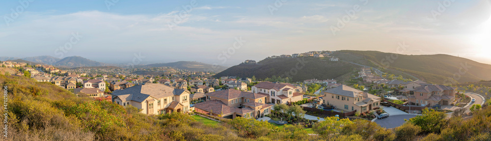 Suburban residences on a mountain from the view at Double Peak Park