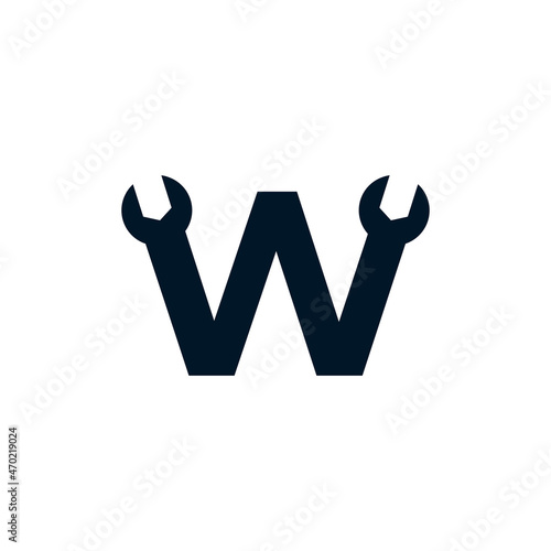 Initial Letter W Wrench Logo Design Inspiration