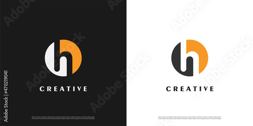 Letter H logo icon negative space design template elements