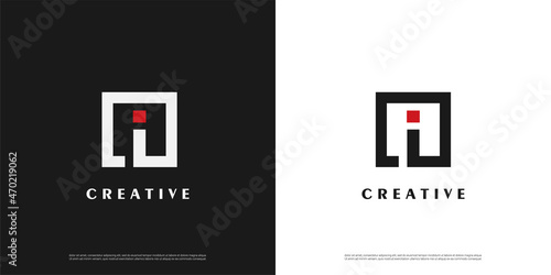Letter I logo icon rectangle design template elements