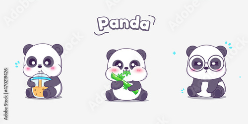 Cute panda characters vector illustration. © reza