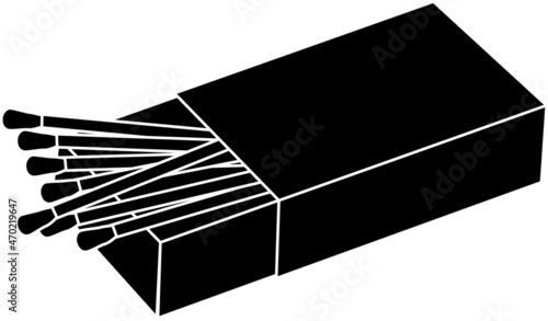 箱に入ったマッチ棒のシルエット