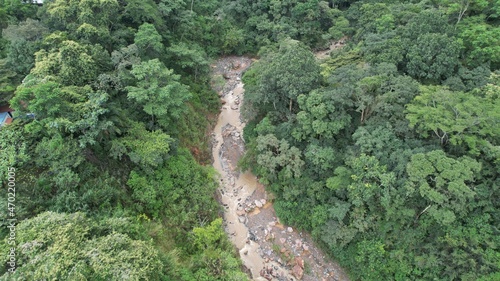 Aerial View of a river in a jungle