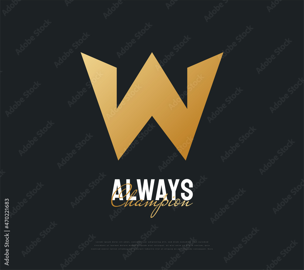 Elegant Letter W Logo Design Template with Golden Crown Concept. W Logo or Icon Elegant Letter W Logo Design Template with Golden Crown Concept. W Logo or Icon