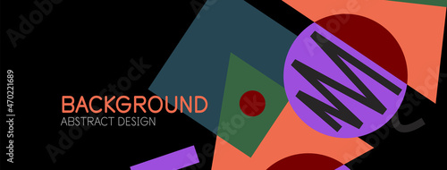 Abstract background. Blocks, lines, triangles, circles composition. Techno or business concept for wallpaper, banner, background, landing page