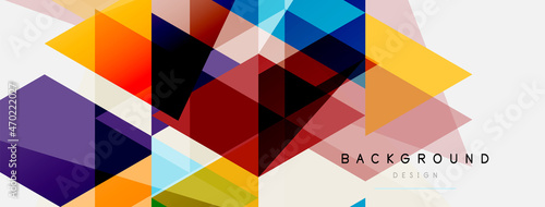 Color triangles composition, geometric abstract background. Techno or business concept, pattern for wallpaper, banner, background, landing page