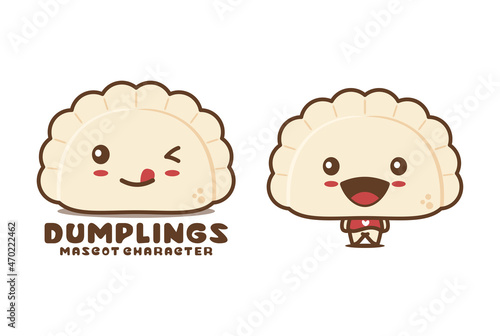 Cute dumpling cartoon mascot illustration