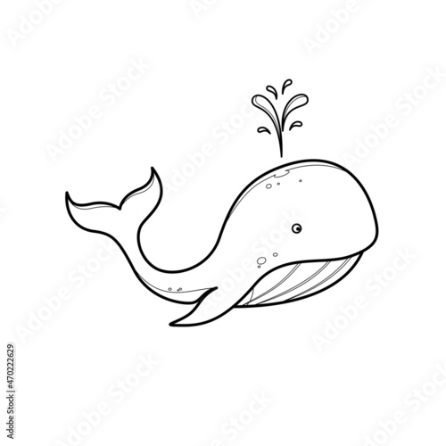 Whale Line Art Design for Coloring Book