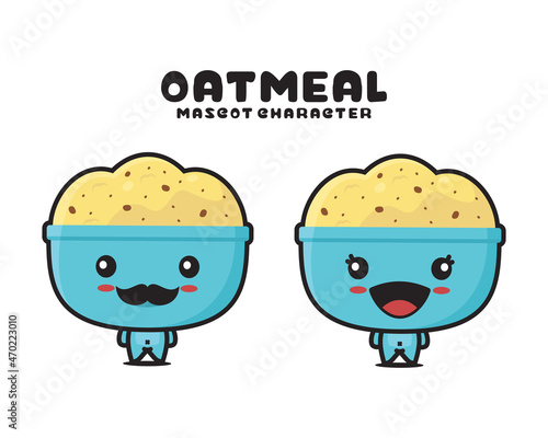 oatmeal cartoon mascot illustration in bowl