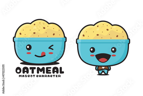 oatmeal cartoon mascot illustration in bowl