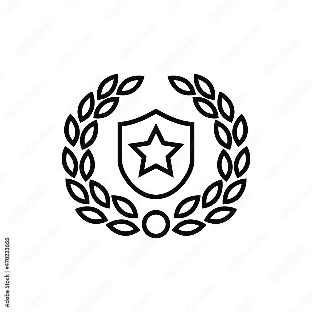 Laurel wreath and star shield icon vector graphic Stock Vector | Adobe ...
