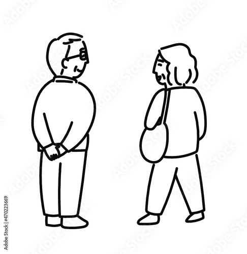 後ろ姿　老夫婦　老人
おじいさん　おばあさん
中高年
父母
祖父母　イラスト