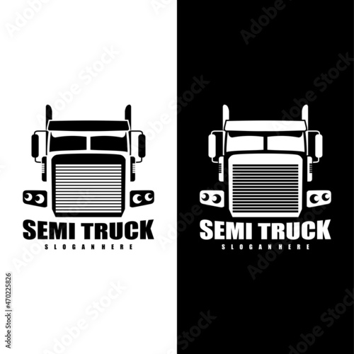 semi truck logo design vector	