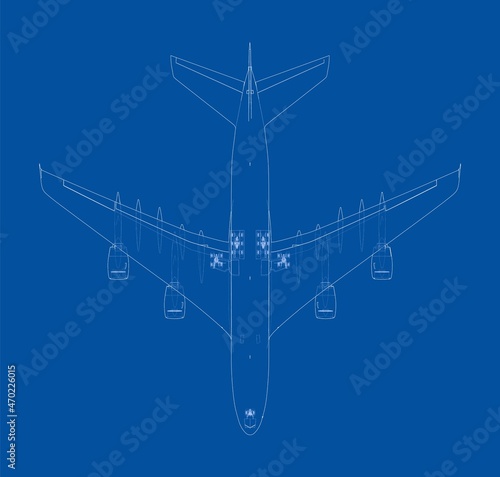 Passenger Airoplane. Vector rendering of 3d