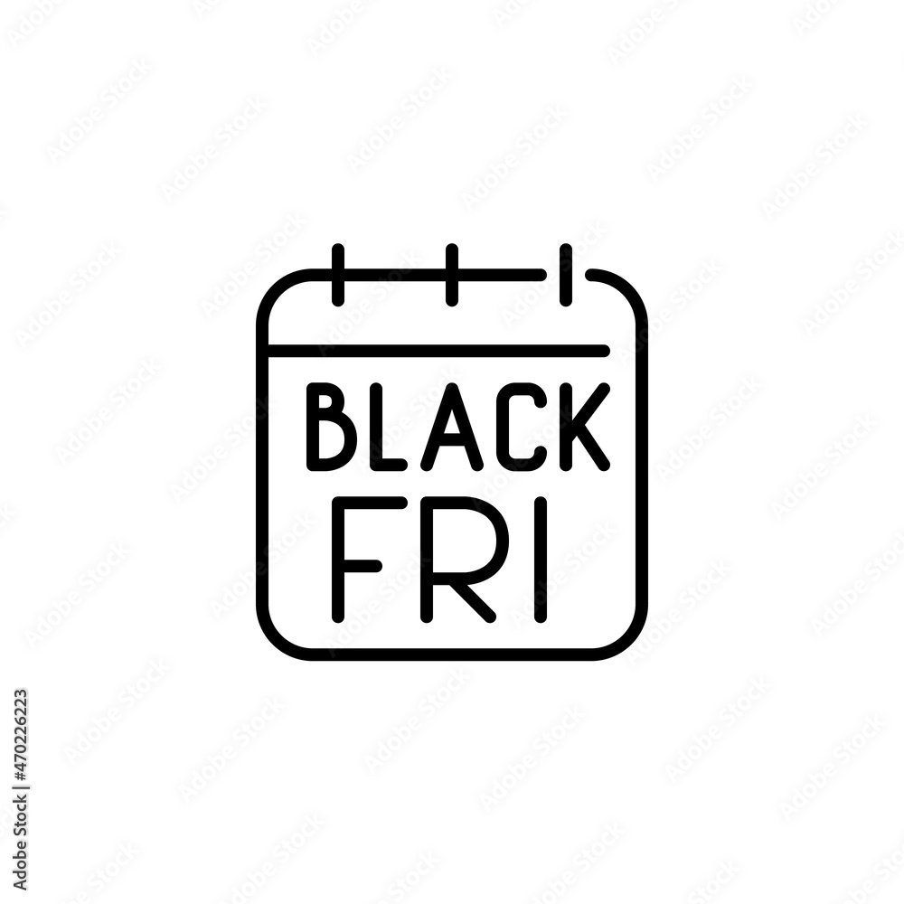 Black Friday sale date in calendar. Pixel perfect, editable stroke icon Black Friday sale date in calendar. Pixel perfect, editable stroke icon