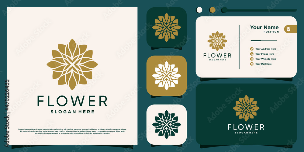 Flower beauty logo design with modern creative style Premium Vector