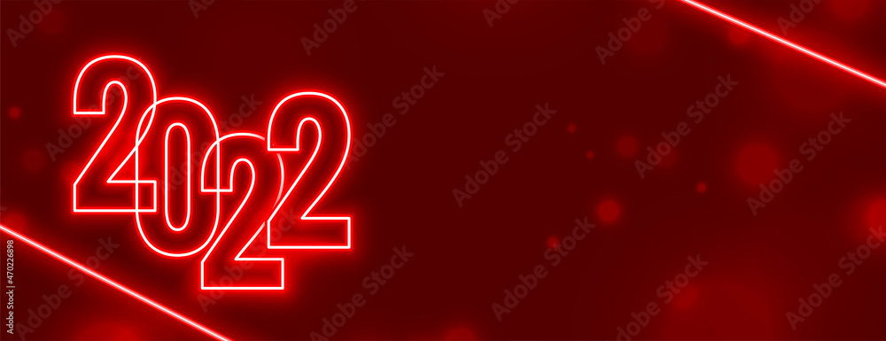 happy new year 2022 made with red neon lights banner happy new year 2022 made with red neon lights banner