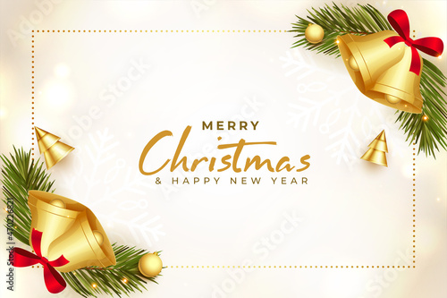 merry christmas festival realistic bells greeting wishes background