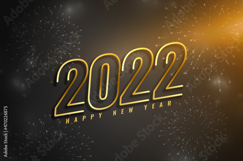 2022 happy new year golden shiny background design