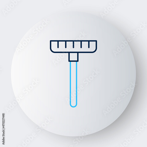 Line Garden rake icon isolated on white background. Tool for horticulture, agriculture, farming. Ground cultivator. Housekeeping equipment. Colorful outline concept. Vector
