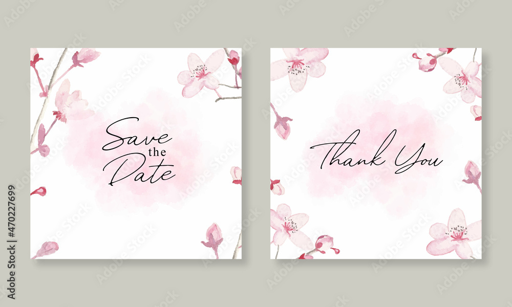 Wedding card with floral watercolor