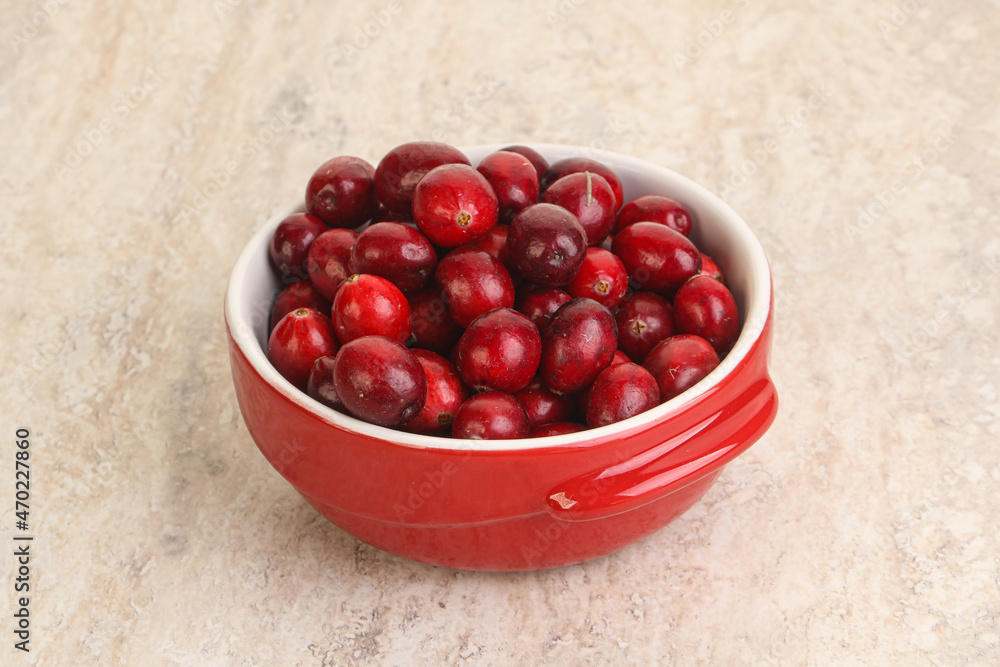 Ripe sweet tasty cranberry in the bowl Ripe sweet tasty cranberry in the bowl
