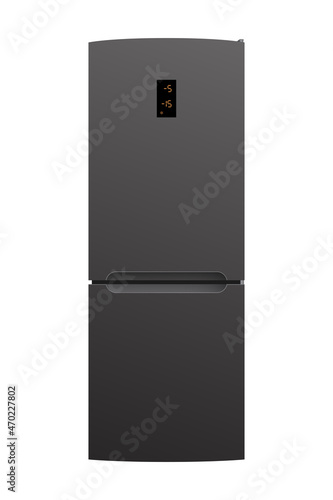 Vector illustration of realistic fridge on a plain backgrounds, refrigerator front view