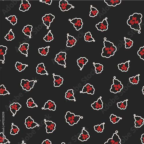 Line Sleepy icon isolated seamless pattern on black background. Sleepy zzz talk bubble. Vector