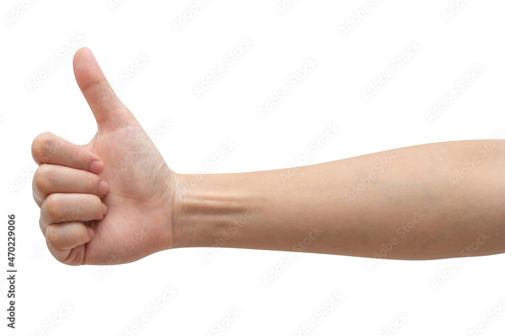 Woman hand showing thumbs up sign isolated on white background. Woman hand showing thumbs up sign isolated on white background.