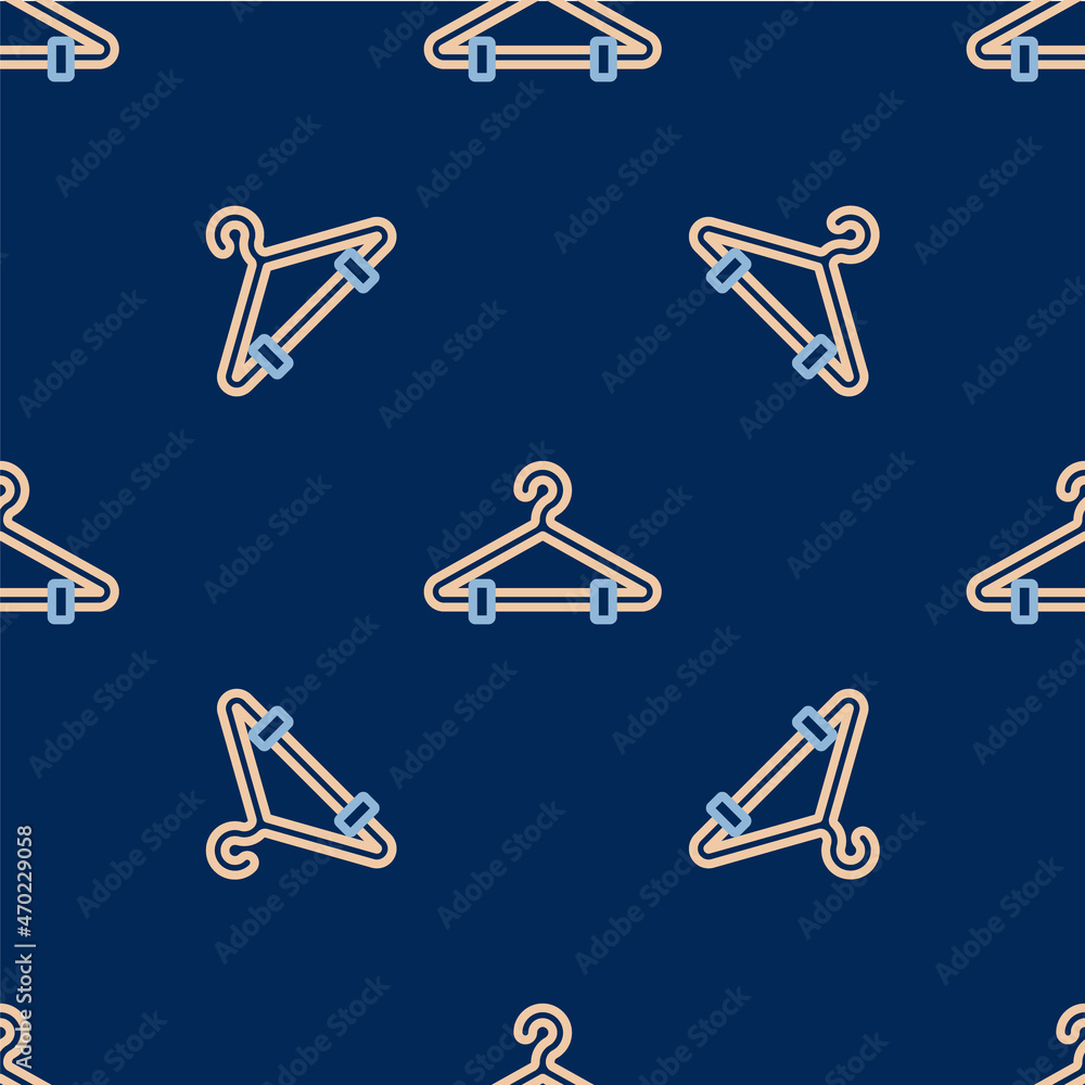 Line Hanger wardrobe icon isolated seamless pattern on blue background. Cloakroom icon. Clothes service symbol. Laundry hanger sign. Vector Line Hanger wardrobe icon isolated seamless pattern on blue background. Cloakroom icon. Clothes service symbol. Laundry hanger sign. Vector