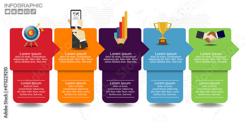 Process infographic template design with icons  and options.
