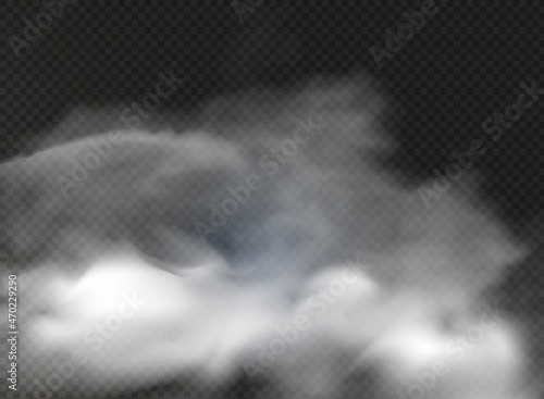 Fog or smoke isolated transparent special effect. White vector cloudiness, mist or smog background.