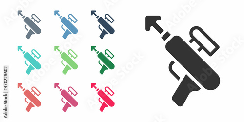 Black Fishing harpoon icon isolated on white background. Fishery manufacturers for catching fish under water. Diving underwater equipment. Set icons colorful. Vector