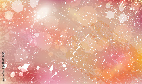 Hand painted watercolor splash background. Pink, rose, peach spots and golden brush strokes on a pink background. abstract watercolor background for design banner, card, cover, poster. Vector EPS10