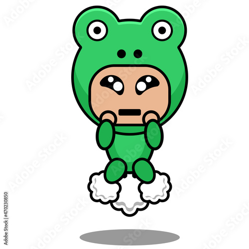 Vector cartoon character Mascot Costume amphibious animal cute frog fart