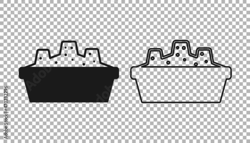 Black Sandbox for kids with sand icon isolated on transparent background. Vector