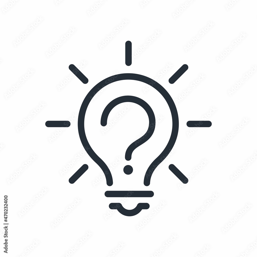 The answer to the question. Creative decision. Vector linear icon isolated on white background. The answer to the question. Creative decision. Vector linear icon isolated on white background.