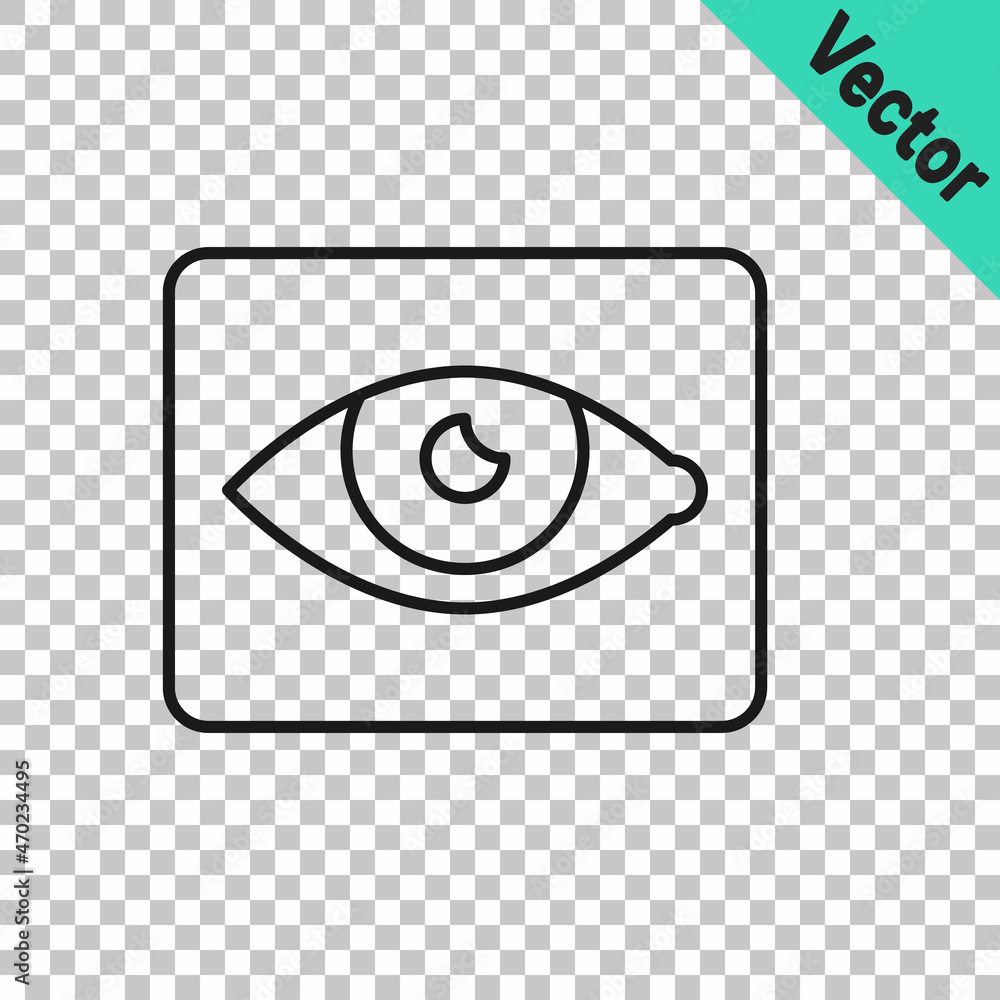 Black line Red eye effect icon isolated on transparent background. Eye redness sign. Inflammatory disease of eyes. Vector