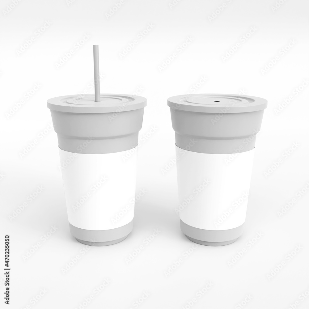Disposable cup mockup. Template for mock up your design. 3d illustration Disposable cup mockup. Template for mock up your design. 3d illustration