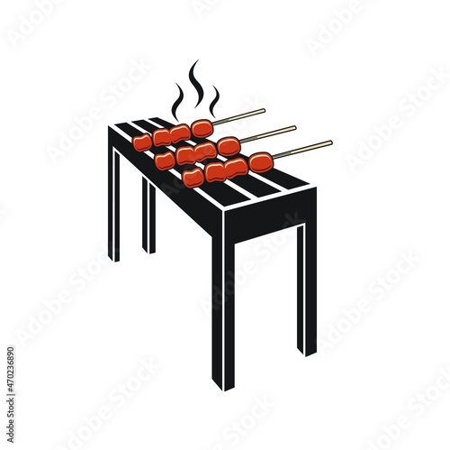 illustration of satay grill