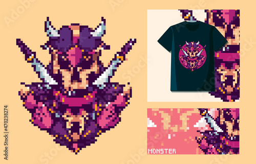 pixel art alien monster vector illustration