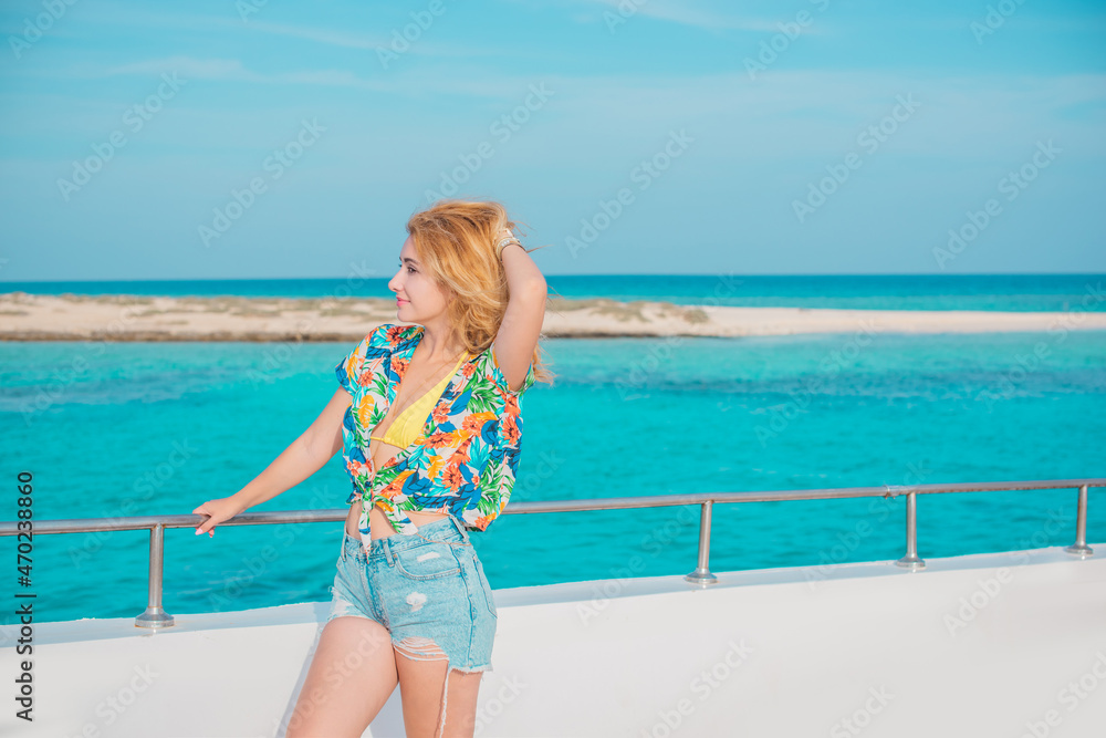 European Woman Tourist, vacation time, Tropical and Africa views, concept of travels and adventures European Woman Tourist, vacation time, Tropical and Africa views, concept of travels and adventures