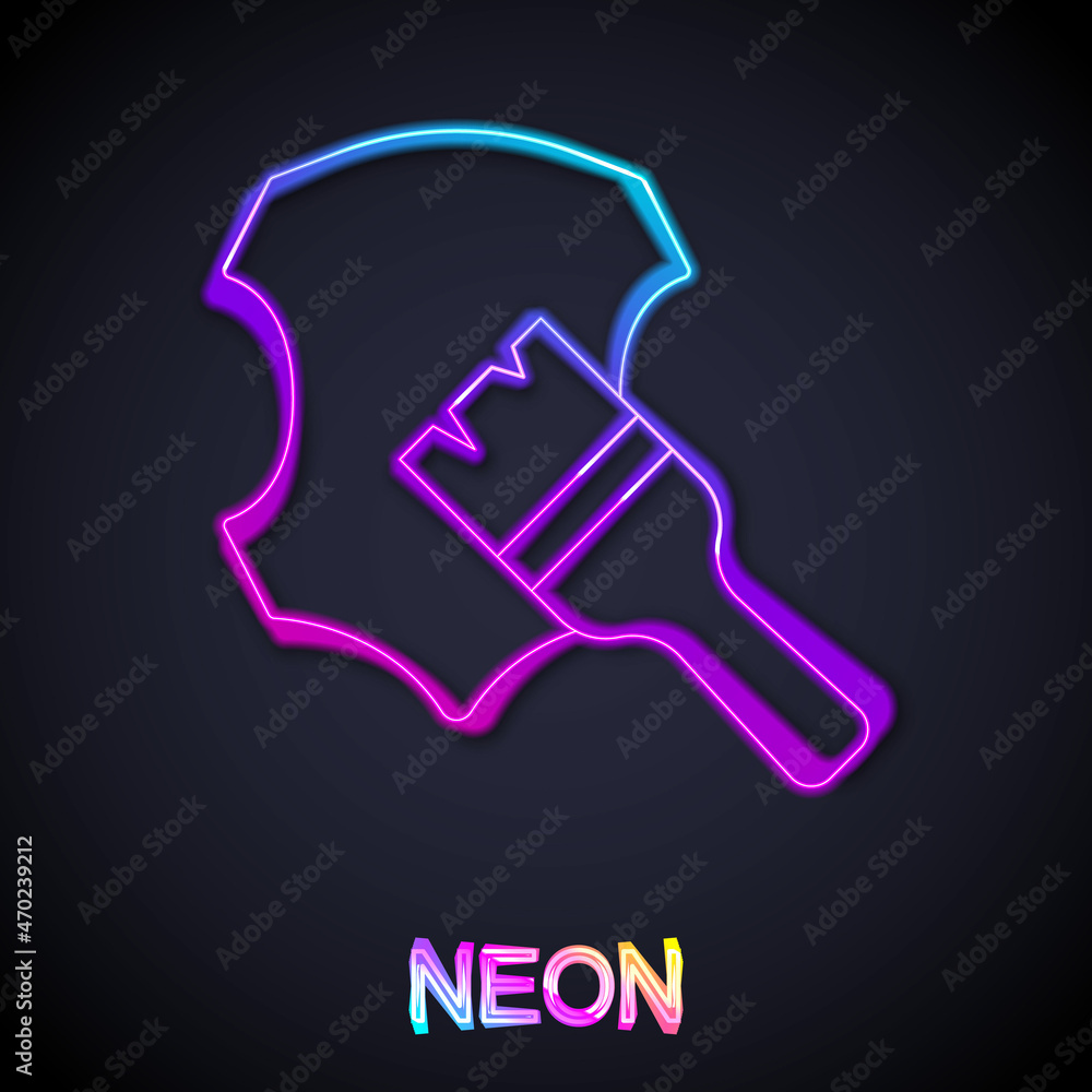Glowing neon line Leather icon isolated on black background. Vector
