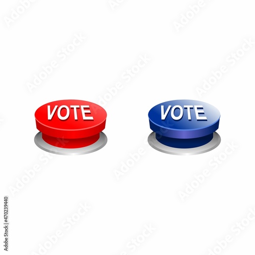 Vote button red and blue icon vector on white background