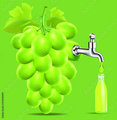 Fruit juice distilled from grape with water tap.juice bottle.illustration vector