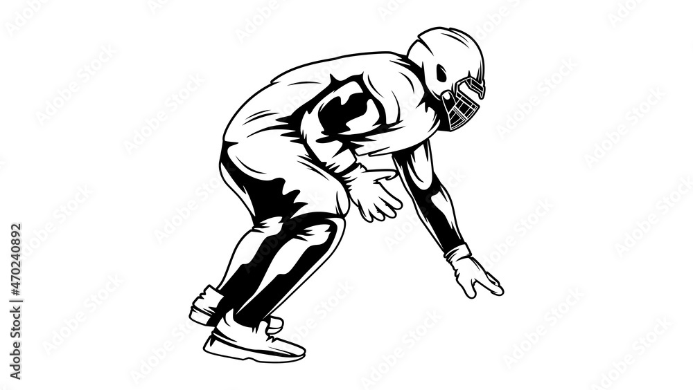 Fototapeta premium American football player. Quarterback isolated on white. Superl sport theme vector illustration.