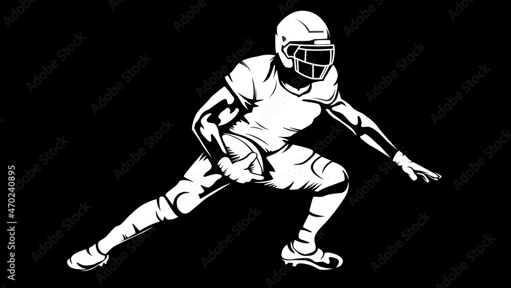 American football player. Quarterback isolated on white. Superl sport theme vector illustration.