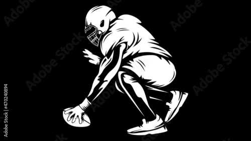 American football player. Quarterback isolated on white. Superl sport theme vector illustration.