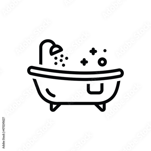 Black line icon for tub